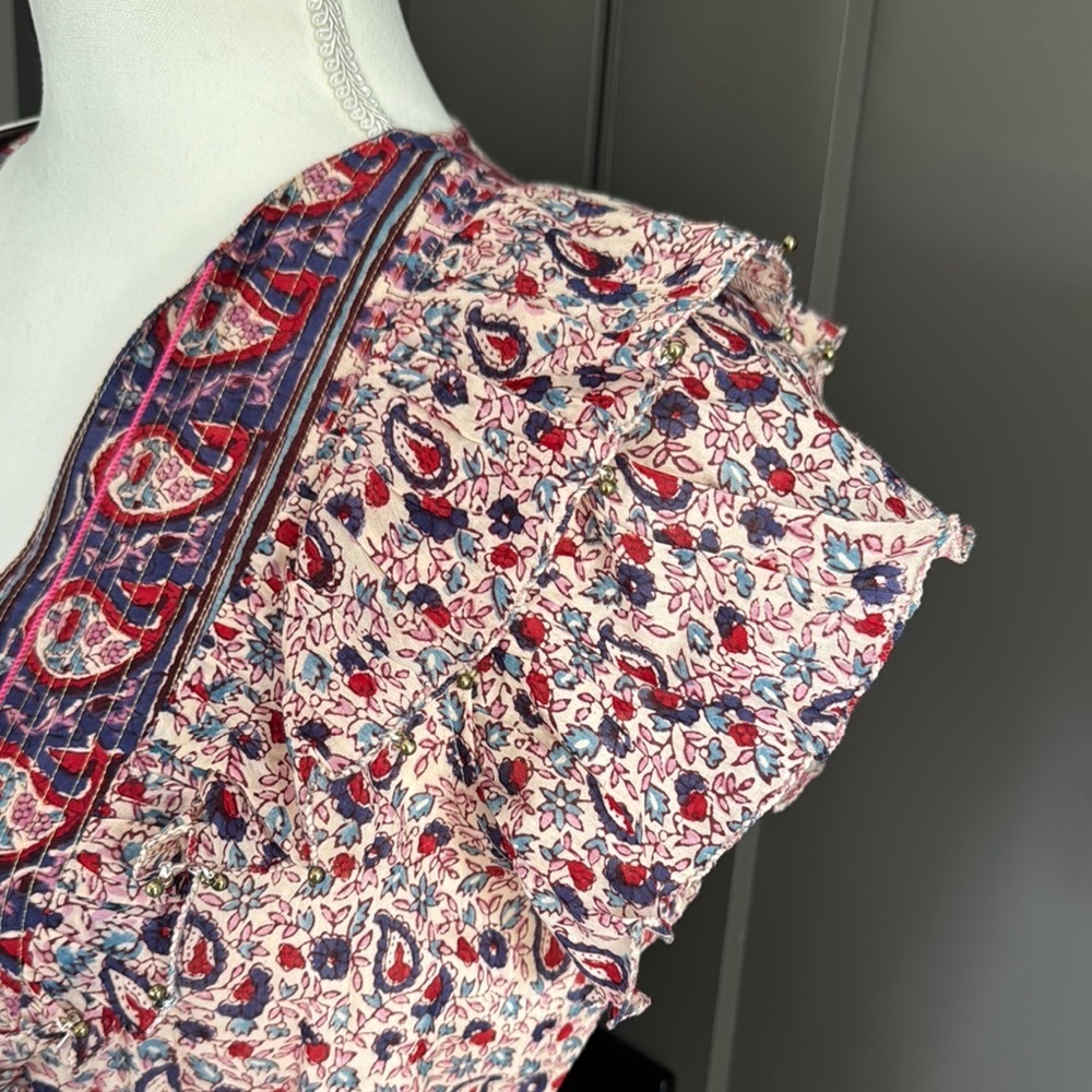BELL Bunny & Babe Meadow Mini Navy Red Paisley Dress Size S - Picture 5 of 14